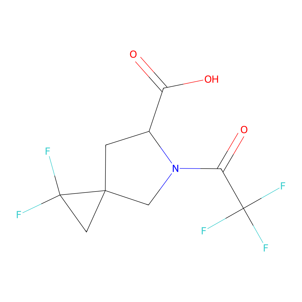 1,1-Difluoro-5-(2,2,2-trifluoroacetyl)-5-azaspiro[2.4]heptane-6-carboxylic acid molecular structure, CAS 2680560-31-8