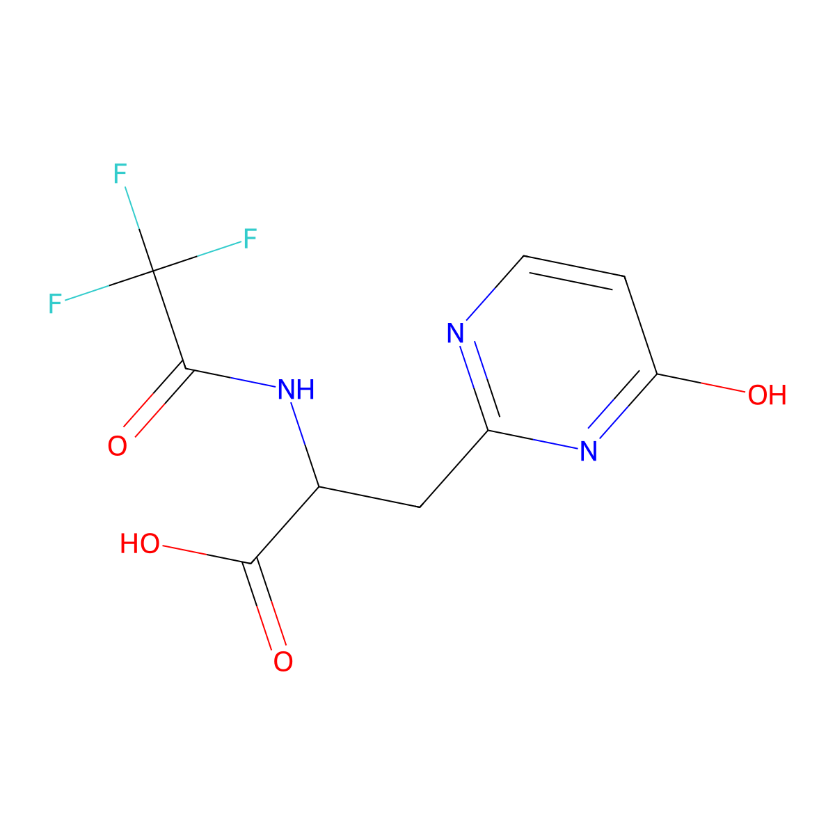 3-(4-Hydroxypyrimidin-2-yl)-2-(2,2,2-trifluoroacetamido)propanoic acid molecular structure, CAS 2680560-36-3