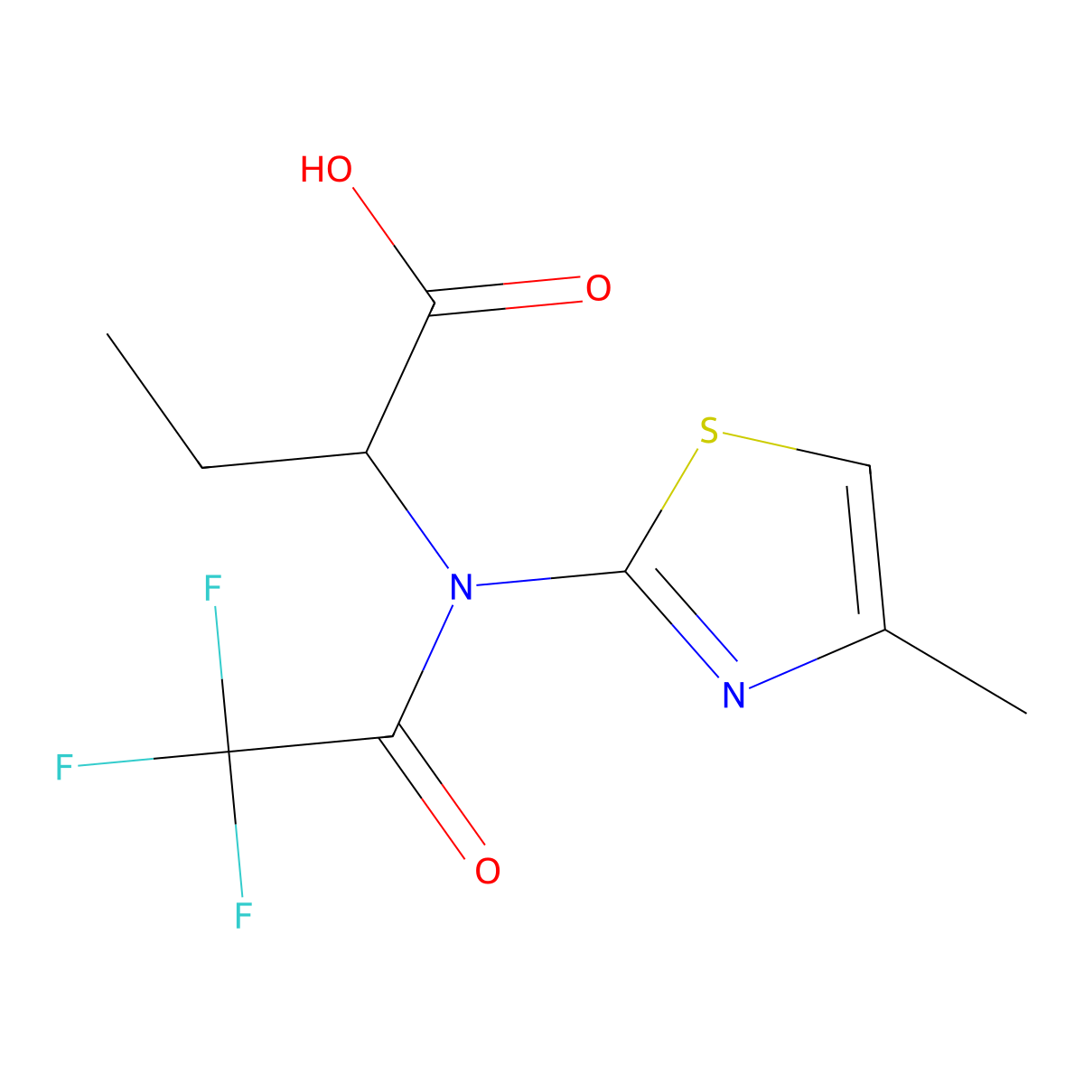 2-[2,2,2-trifluoro-N-(4-methyl-1,3-thiazol-2-yl)acetamido]butanoic acid molecular structure, CAS 2680560-47-6