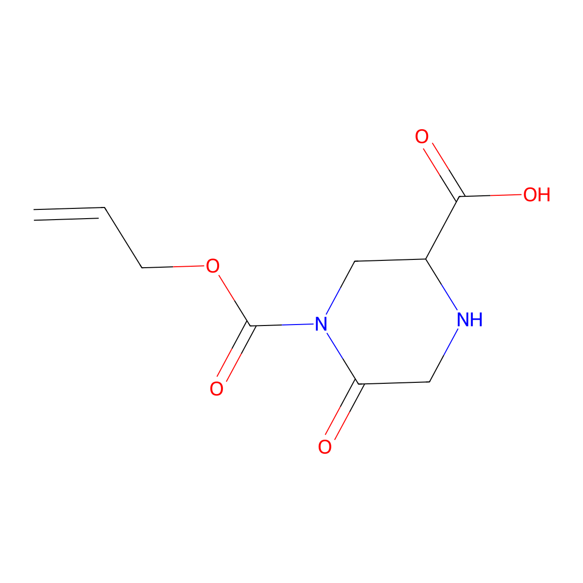 5-Oxo-4-[(prop-2-en-1-yloxy)carbonyl]piperazine-2-carboxylic acid molecular structure, CAS 2680560-61-4