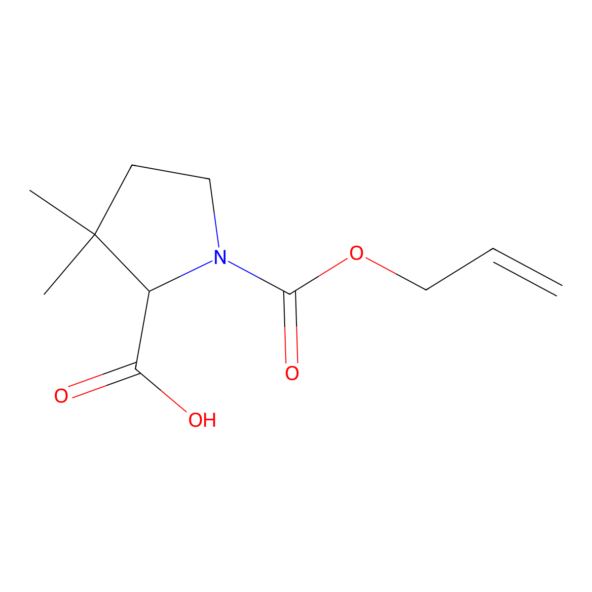 3,3-Dimethyl-1-[(prop-2-en-1-yloxy)carbonyl]pyrrolidine-2-carboxylic acid molecular structure, CAS 2680560-64-7