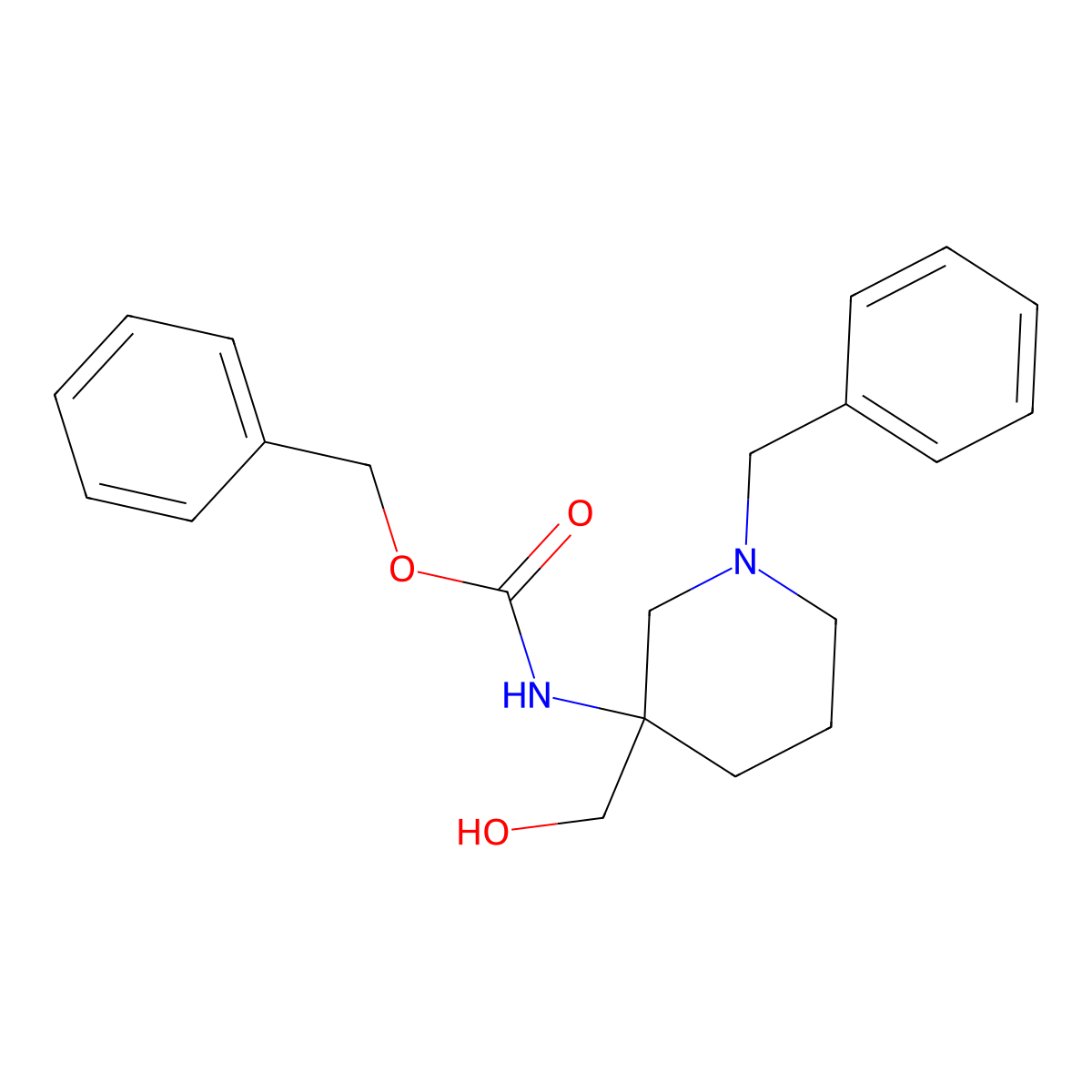 benzyl N-[1-benzyl-3-(hydroxymethyl)piperidin-3-yl]carbamate molecular structure, CAS 2680560-66-9