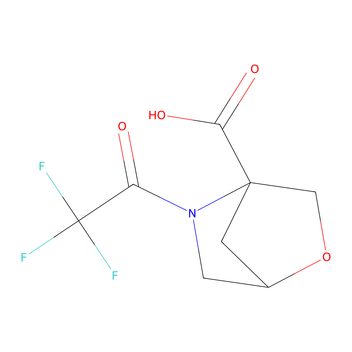 5-(2,2,2-Trifluoroacetyl)-2-oxa-5-azabicyclo[2.2.1]heptane-4-carboxylic acid molecular structure, CAS 2680560-77-2