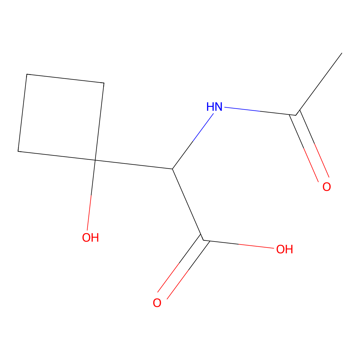 2-Acetamido-2-(1-hydroxycyclobutyl)acetic acid molecular structure, CAS 2680560-81-8