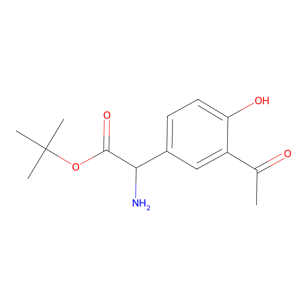 Tert-butyl 2-(3-acetyl-4-hydroxyphenyl)-2-aminoacetate molecular structure, CAS 2680560-82-9