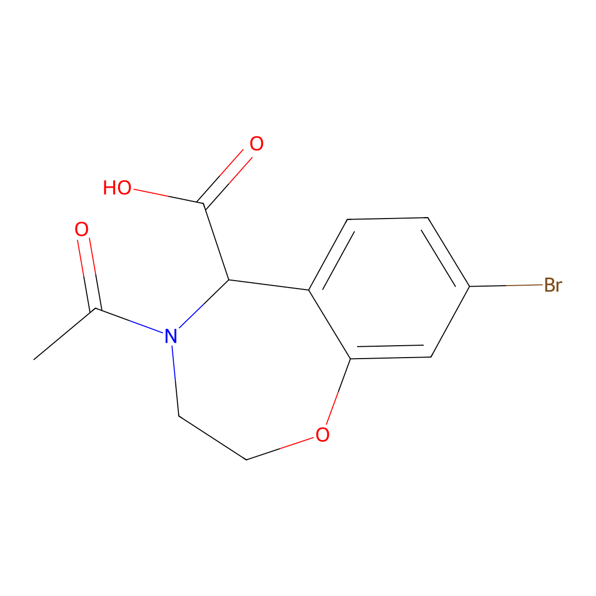 4-Acetyl-8-bromo-2,3,4,5-tetrahydro-1,4-benzoxazepine-5-carboxylic acid molecular structure, CAS 2680560-85-2