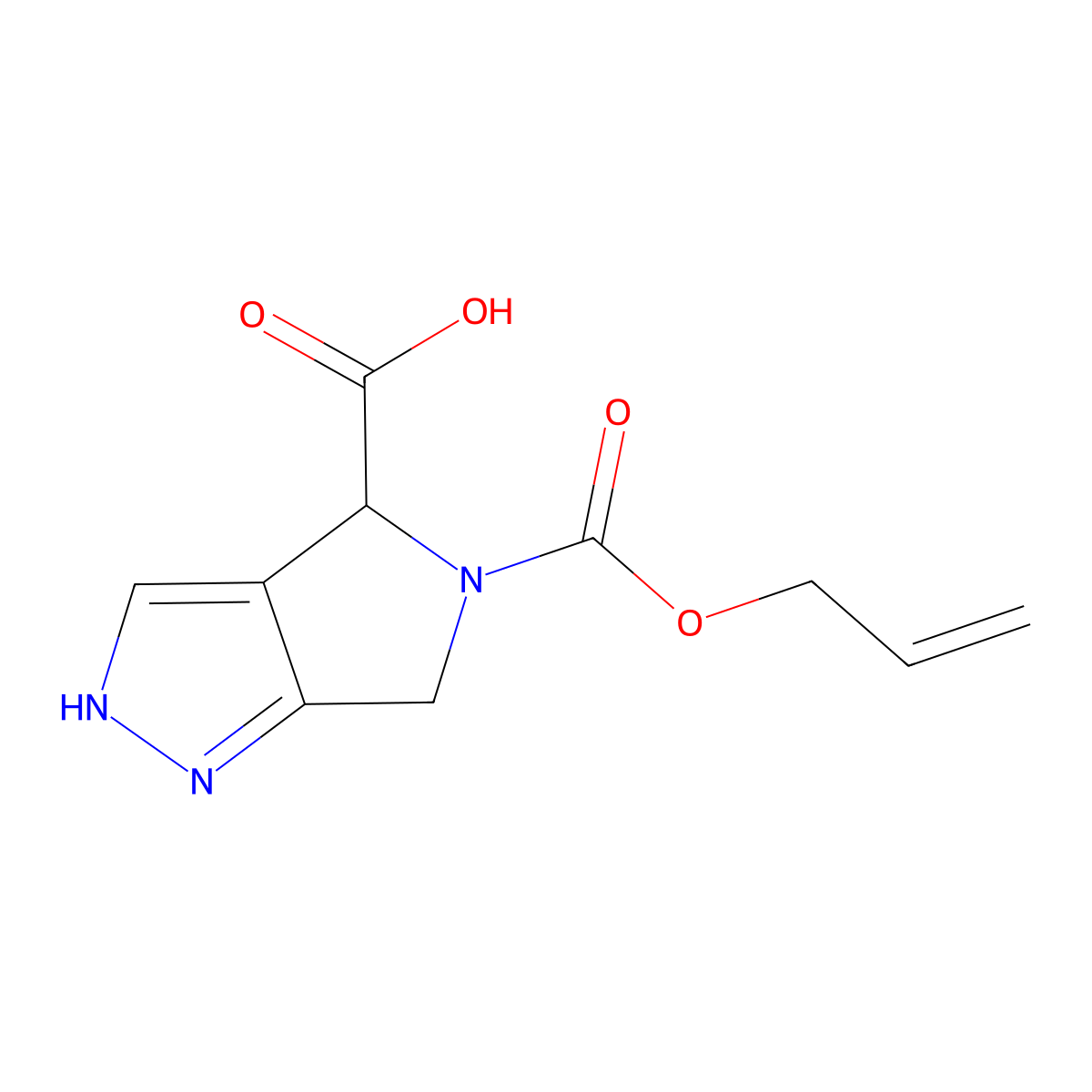 5-[(prop-2-en-1-yloxy)carbonyl]-2H,4H,5H,6H-pyrrolo[3,4-c]pyrazole-4-carboxylic acid molecular structure, CAS 2680560-86-3