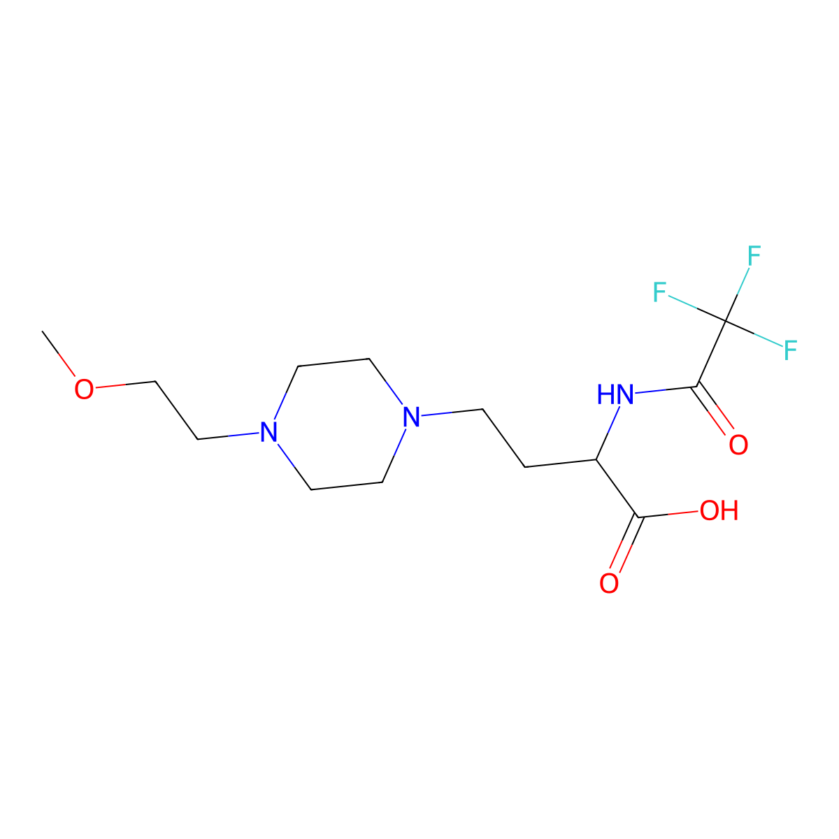 4-[4-(2-Methoxyethyl)piperazin-1-yl]-2-(2,2,2-trifluoroacetamido)butanoic acid molecular structure, CAS 2680560-99-8