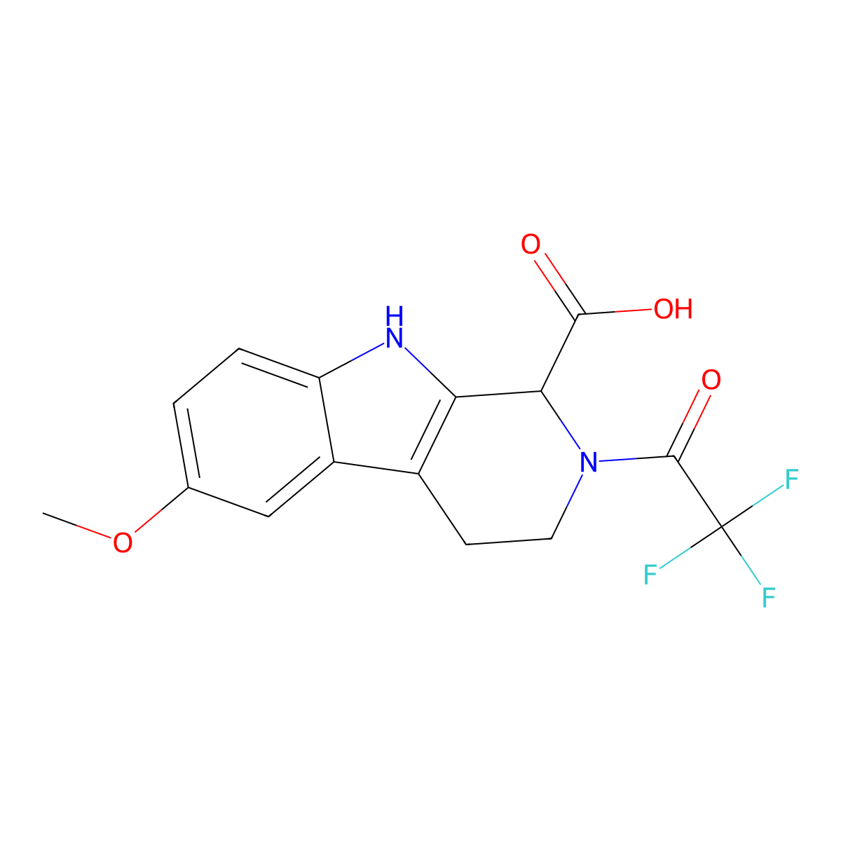6-methoxy-2-(2,2,2-trifluoroacetyl)-1H,2H,3H,4H,9H-pyrido[3,4-b]indole-1-carboxylic acid molecular structure, CAS 2680561-08-2