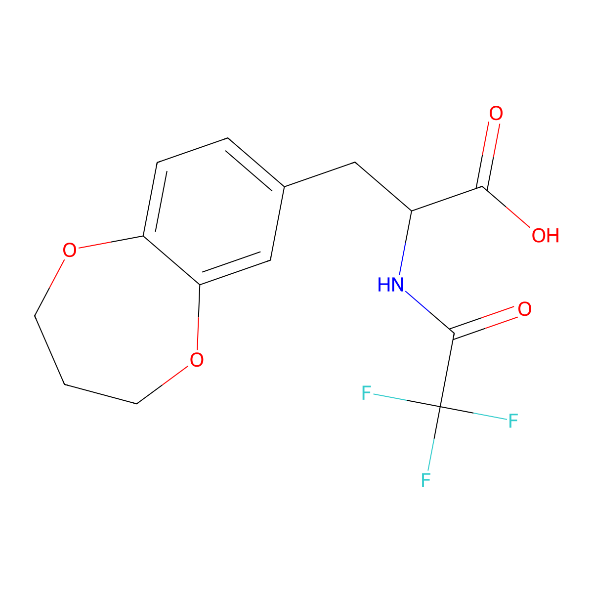 3-(3,4-dihydro-2H-1,5-benzodioxepin-7-yl)-2-(2,2,2-trifluoroacetamido)propanoic acid molecular structure, CAS 2680561-10-6
