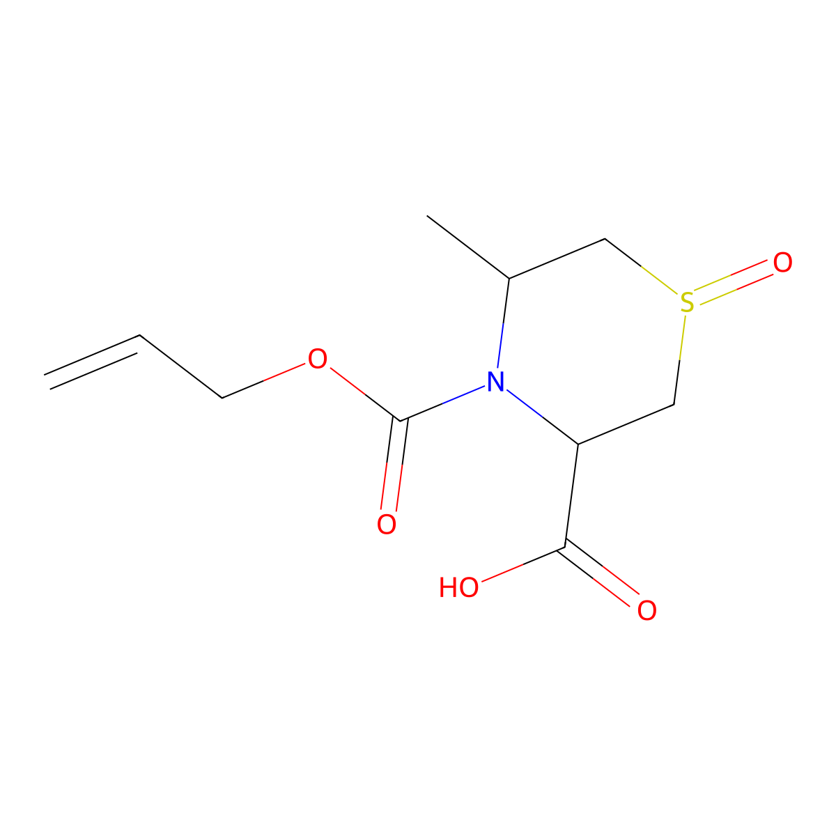 5-Methyl-1-oxo-4-[(prop-2-en-1-yloxy)carbonyl]-1lambda4-thiomorpholine-3-carboxylic acid molecular structure, CAS 2680561-11-7