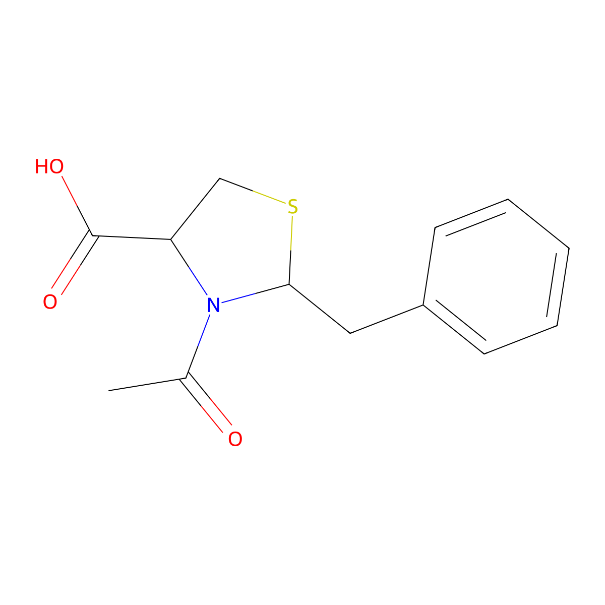 3-Acetyl-2-benzyl-1,3-thiazolidine-4-carboxylic acid molecular structure, CAS 2680561-13-9