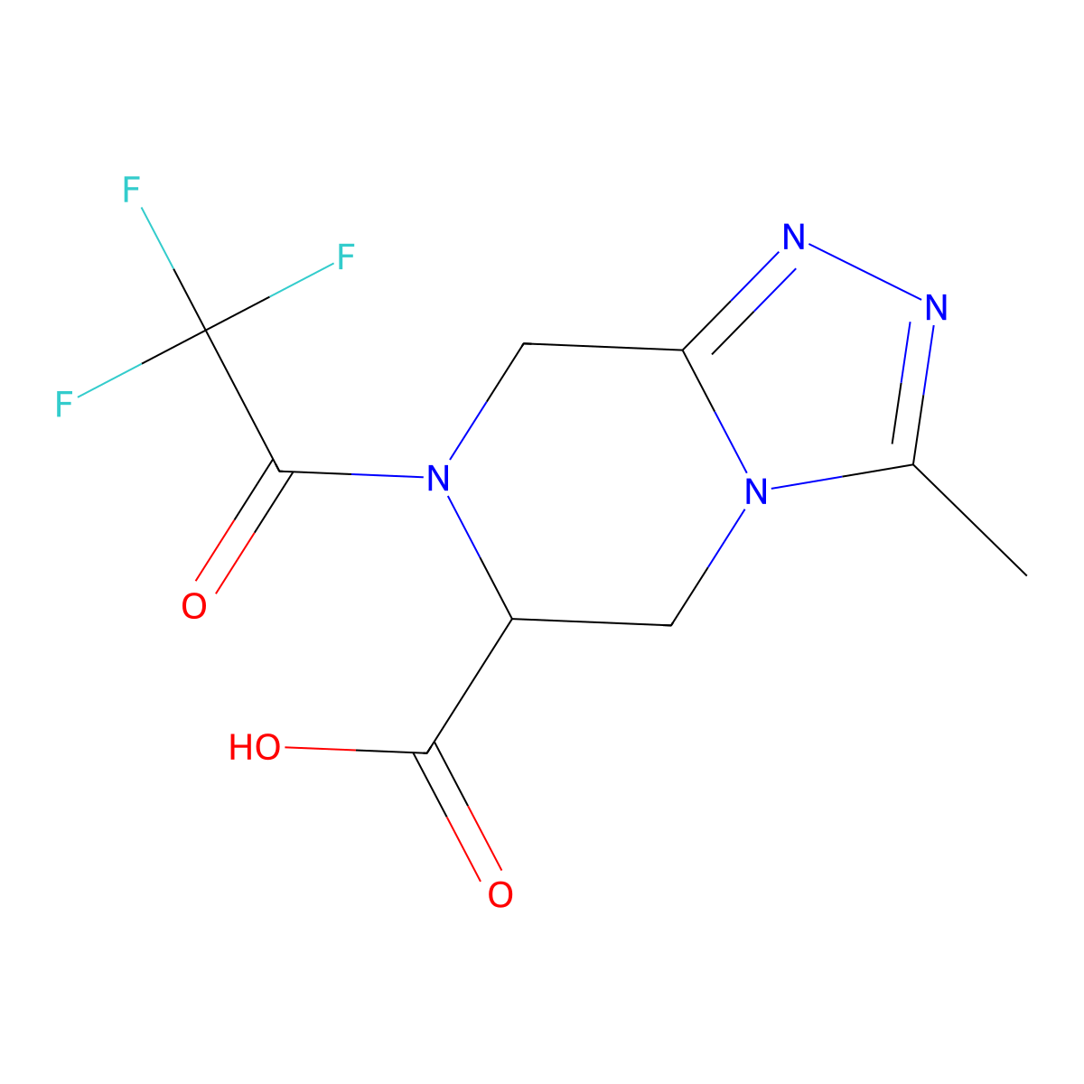 3-methyl-7-(2,2,2-trifluoroacetyl)-5H,6H,7H,8H-[1,2,4]triazolo[4,3-a]pyrazine-6-carboxylic acid molecular structure, CAS 2680561-20-8