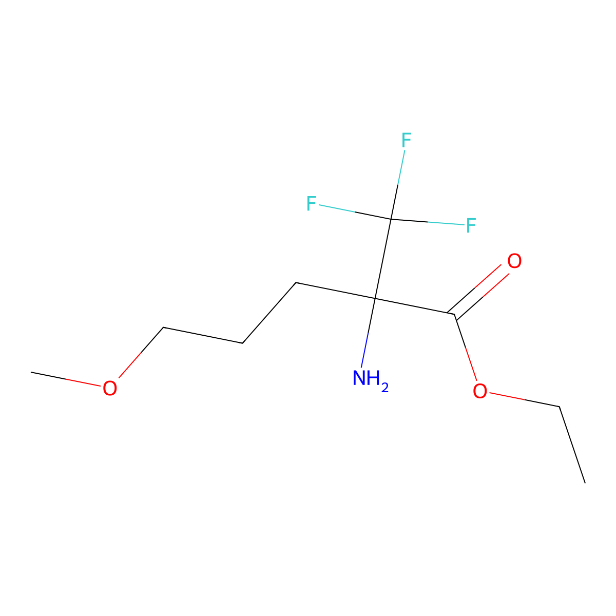 Ethyl 2-amino-5-methoxy-2-(trifluoromethyl)pentanoate molecular structure, CAS 2680561-22-0