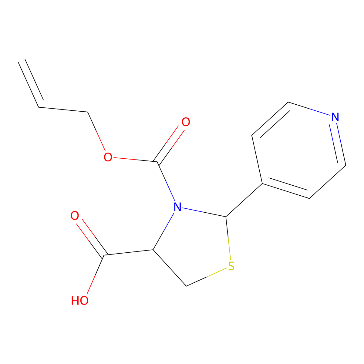 3-[(Prop-2-en-1-yloxy)carbonyl]-2-(pyridin-4-yl)-1,3-thiazolidine-4-carboxylic acid molecular structure, CAS 2680561-23-1