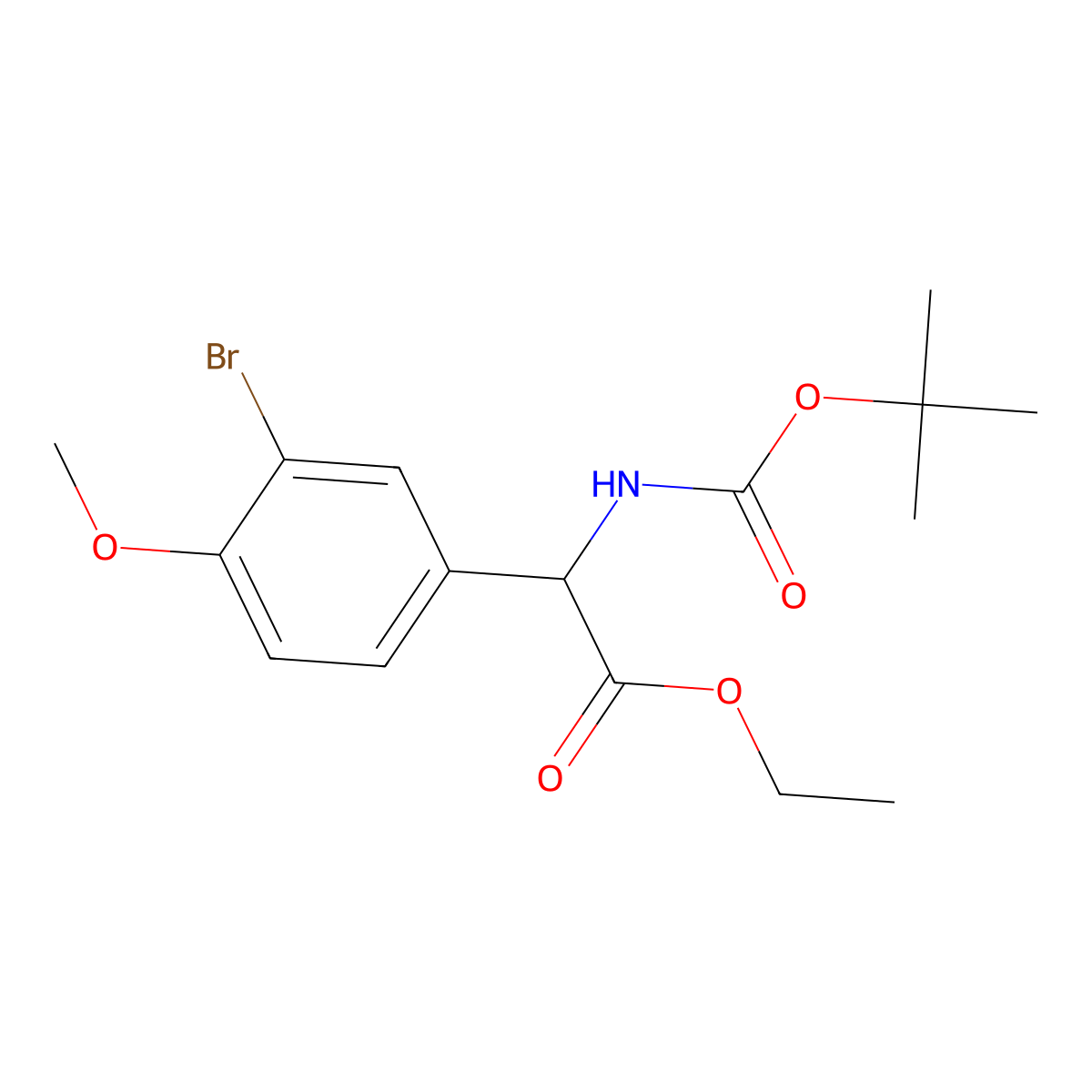 Ethyl 2-(3-bromo-4-methoxyphenyl)-2-{[(tert-butoxy)carbonyl]amino}acetate molecular structure, CAS 2680561-26-4