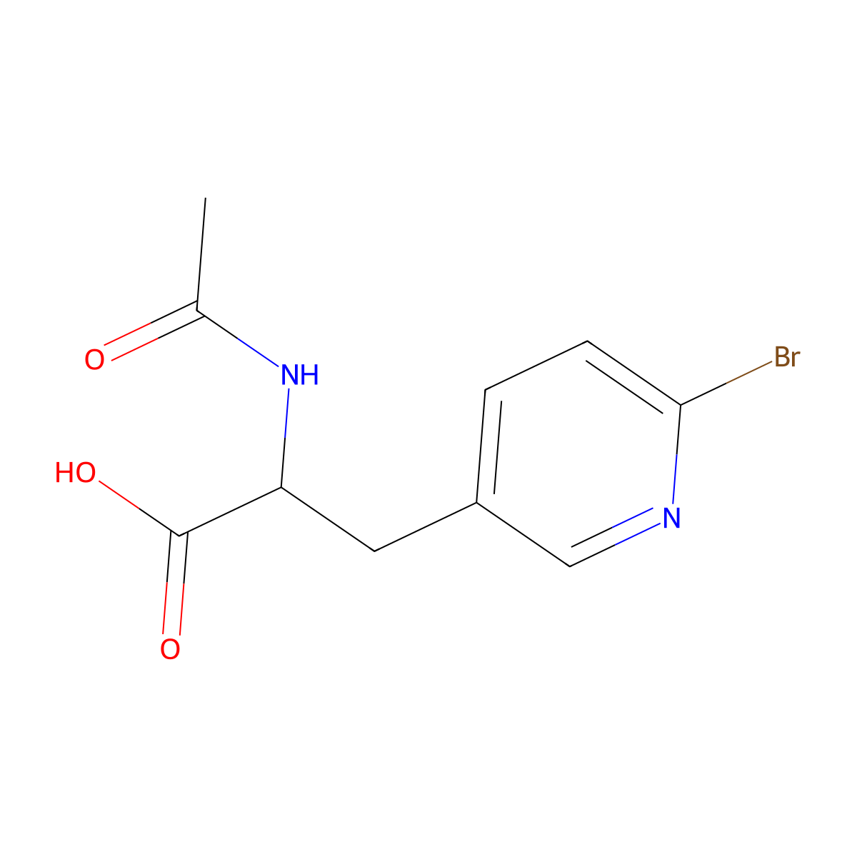 3-(6-Bromopyridin-3-yl)-2-acetamidopropanoic acid molecular structure, CAS 2680561-31-1