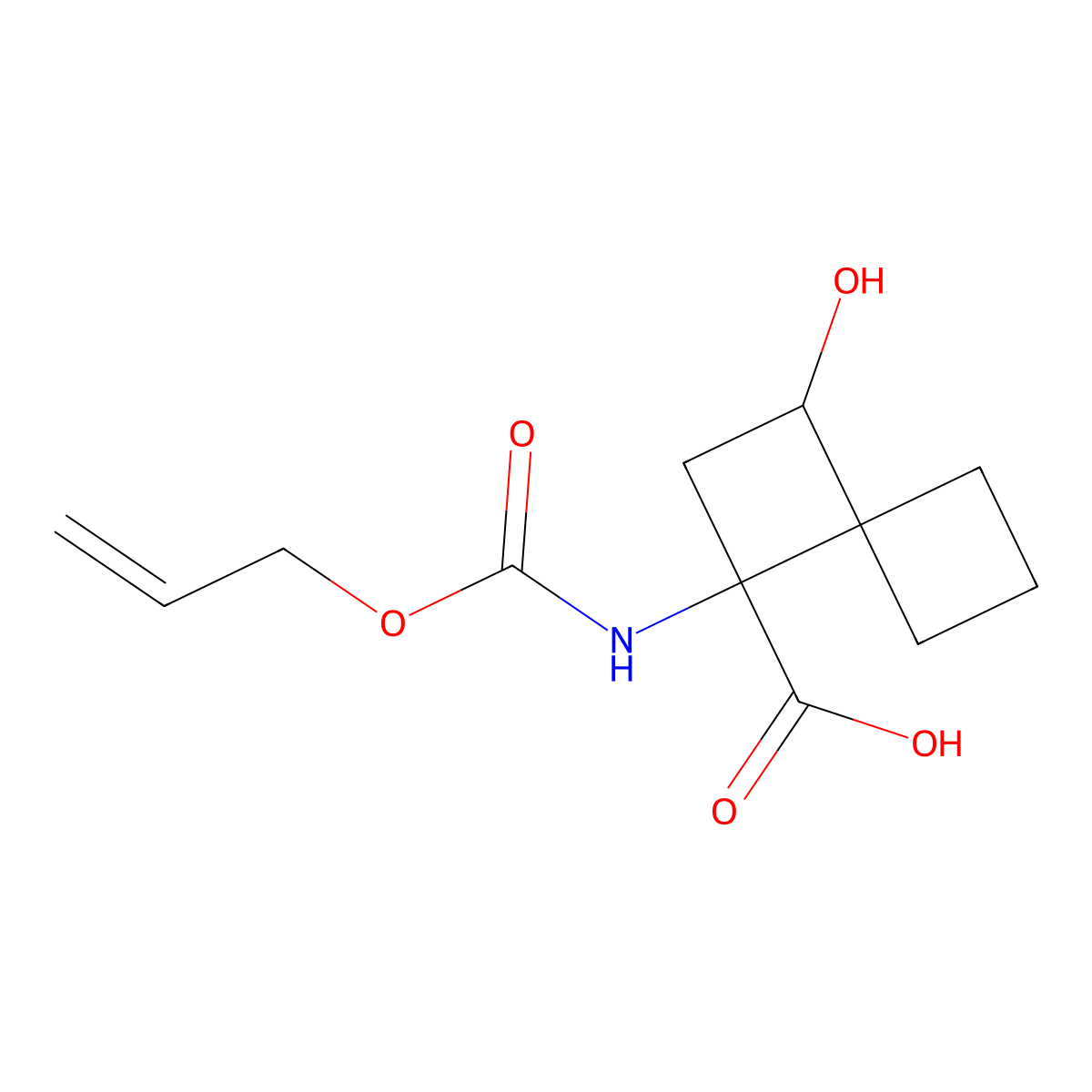3-Hydroxy-1-{[(prop-2-en-1-yloxy)carbonyl]amino}spiro[3.3]heptane-1-carboxylic acid molecular structure, CAS 2680561-37-7