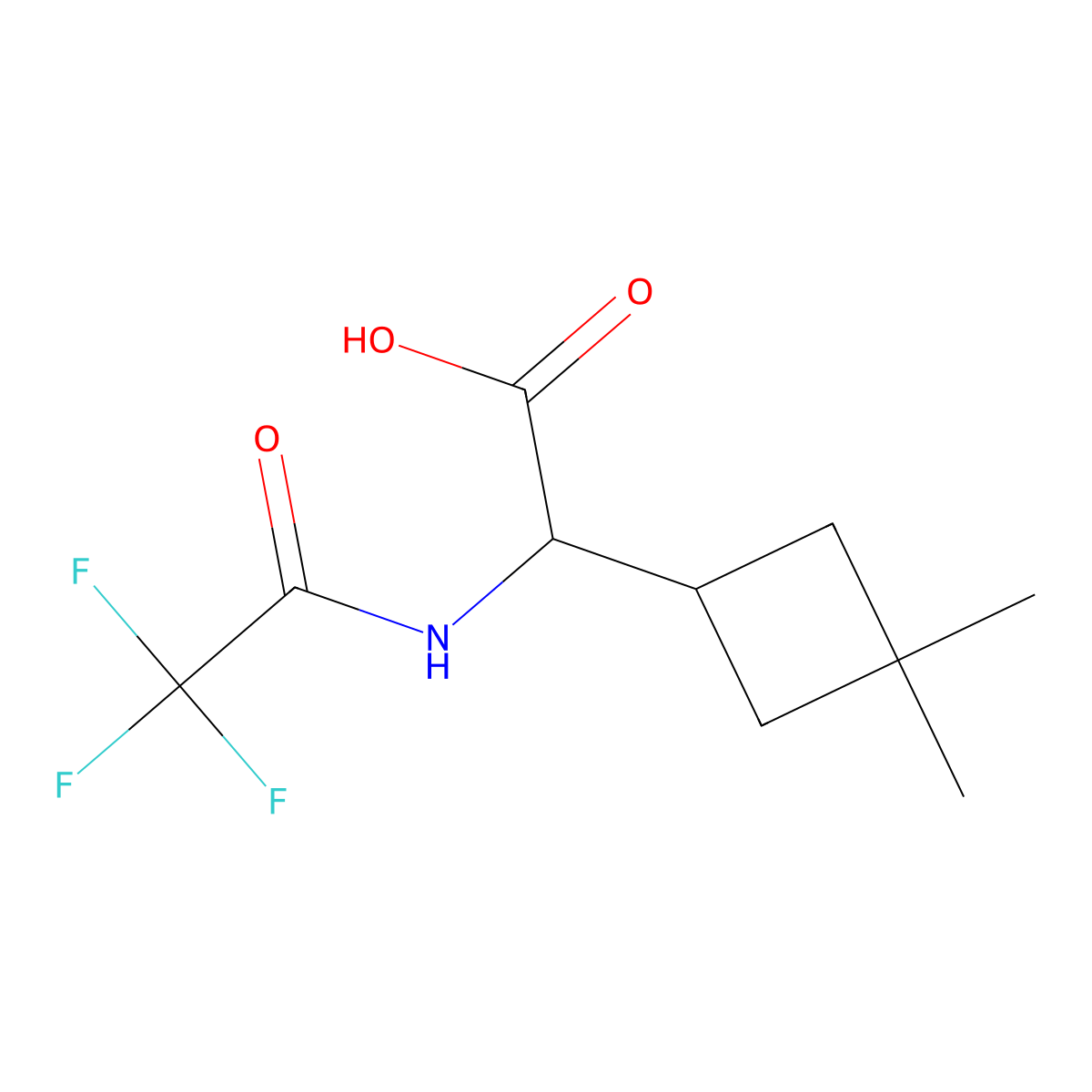 2-(3,3-Dimethylcyclobutyl)-2-(trifluoroacetamido)acetic acid molecular structure, CAS 2680561-39-9