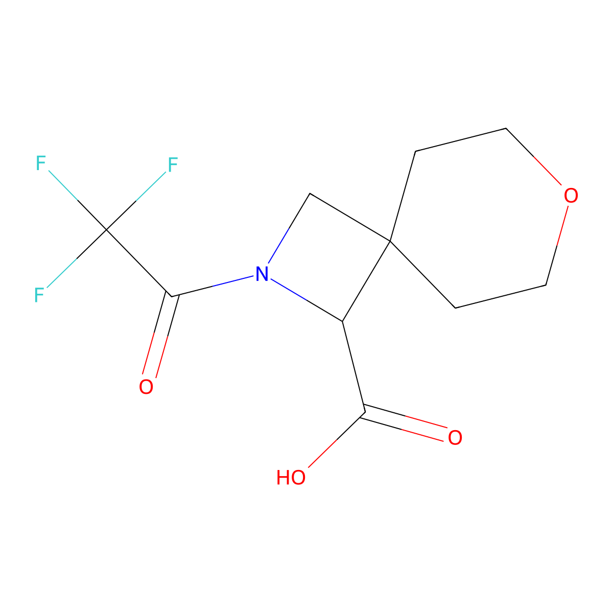 2-(2,2,2-Trifluoroacetyl)-7-oxa-2-azaspiro[3.5]nonane-1-carboxylic acid molecular structure, CAS 2680561-41-3