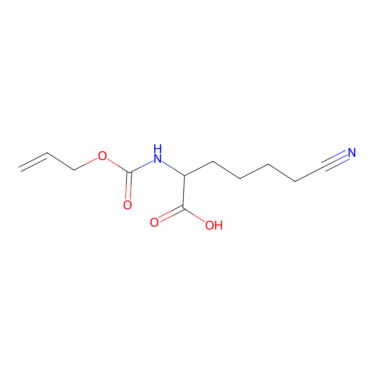 6-Cyano-2-{[(prop-2-en-1-yloxy)carbonyl]amino}hexanoic acid molecular structure, CAS 2680561-42-4