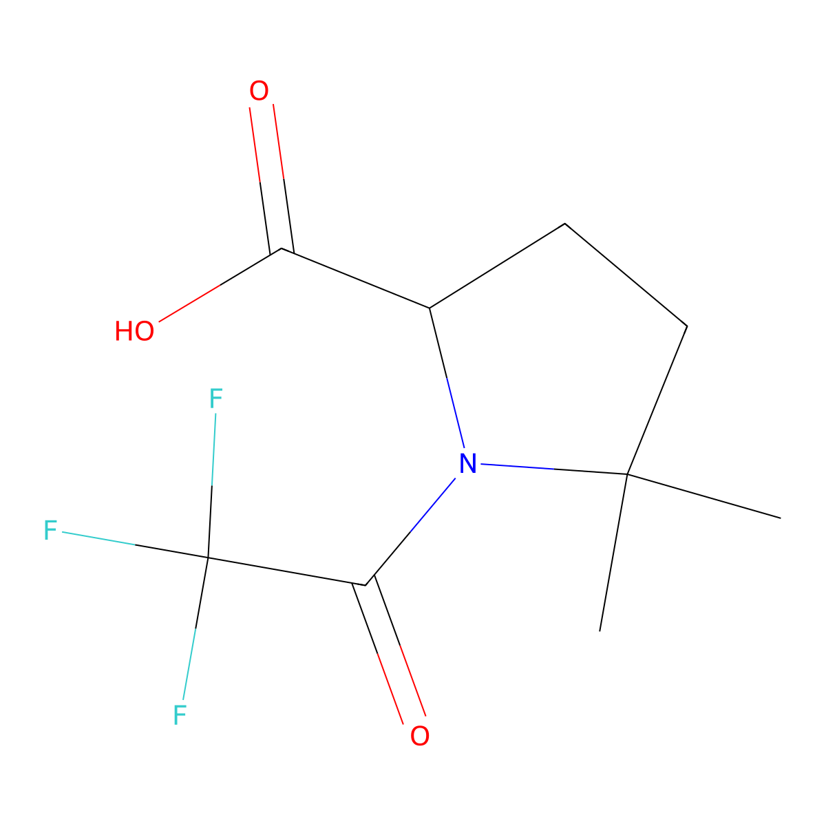 5,5-Dimethyl-1-(trifluoroacetyl)pyrrolidine-2-carboxylic acid molecular structure, CAS 2680561-45-7