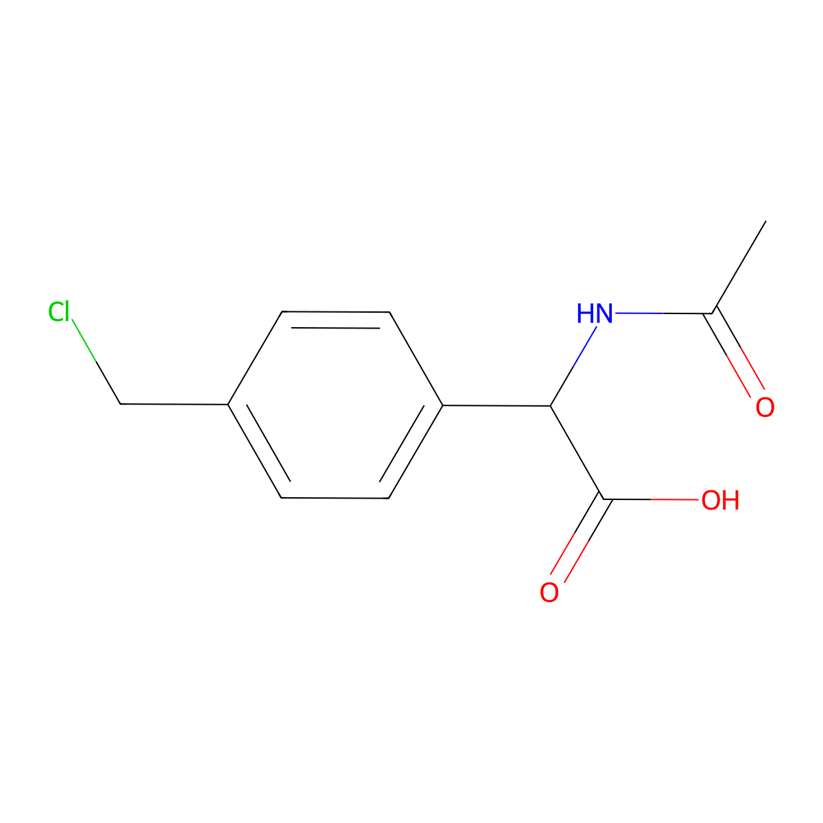 2-[4-(Chloromethyl)phenyl]-2-acetamidoacetic acid molecular structure, CAS 2680561-52-6