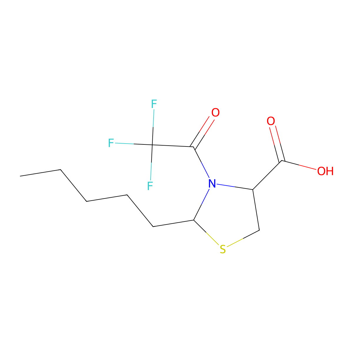 2-Pentyl-3-(2,2,2-trifluoroacetyl)-1,3-thiazolidine-4-carboxylic acid molecular structure, CAS 2680561-53-7