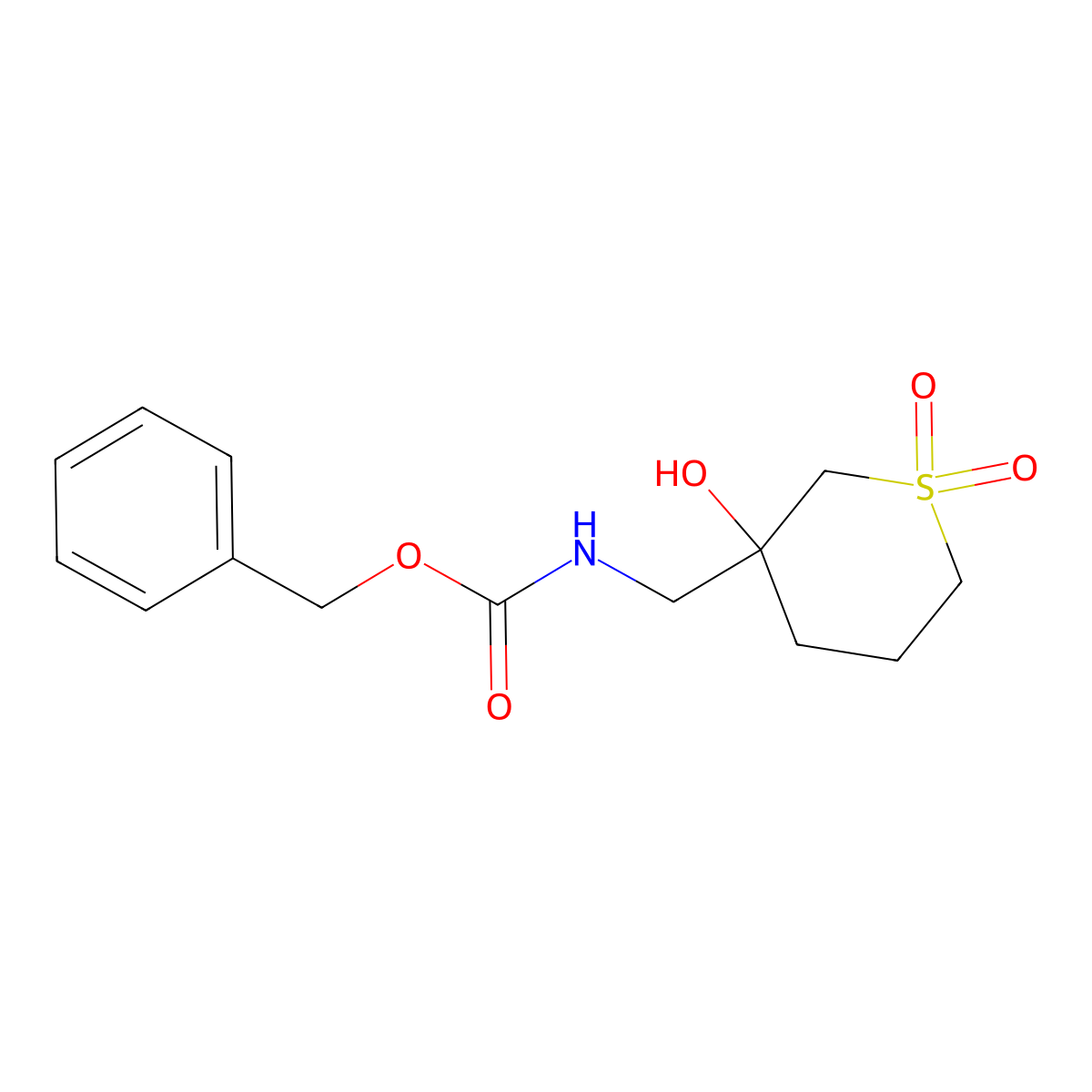 benzyl N-[(3-hydroxy-1,1-dioxo-1lambda6-thian-3-yl)methyl]carbamate molecular structure, CAS 2680561-56-0