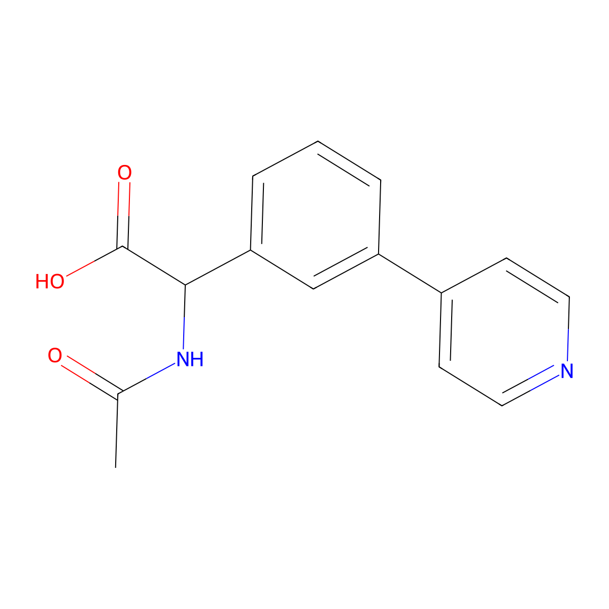 2-Acetamido-2-[3-(pyridin-4-yl)phenyl]acetic acid molecular structure, CAS 2680561-64-0