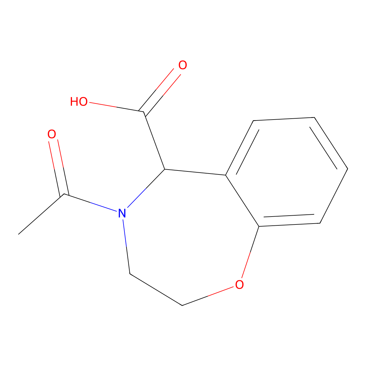 4-Acetyl-2,3,4,5-tetrahydro-1,4-benzoxazepine-5-carboxylic acid molecular structure, CAS 2680561-68-4
