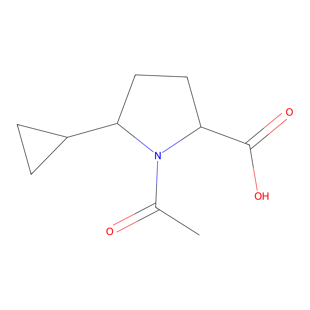 1-Acetyl-5-cyclopropylpyrrolidine-2-carboxylic acid molecular structure, CAS 2680561-76-4