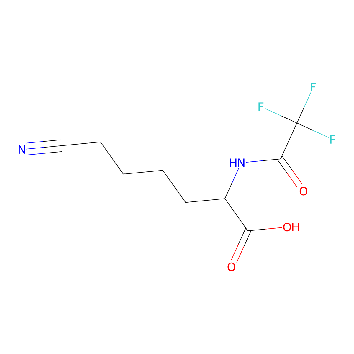 6-Cyano-2-(2,2,2-trifluoroacetamido)hexanoic acid molecular structure, CAS 2680561-78-6