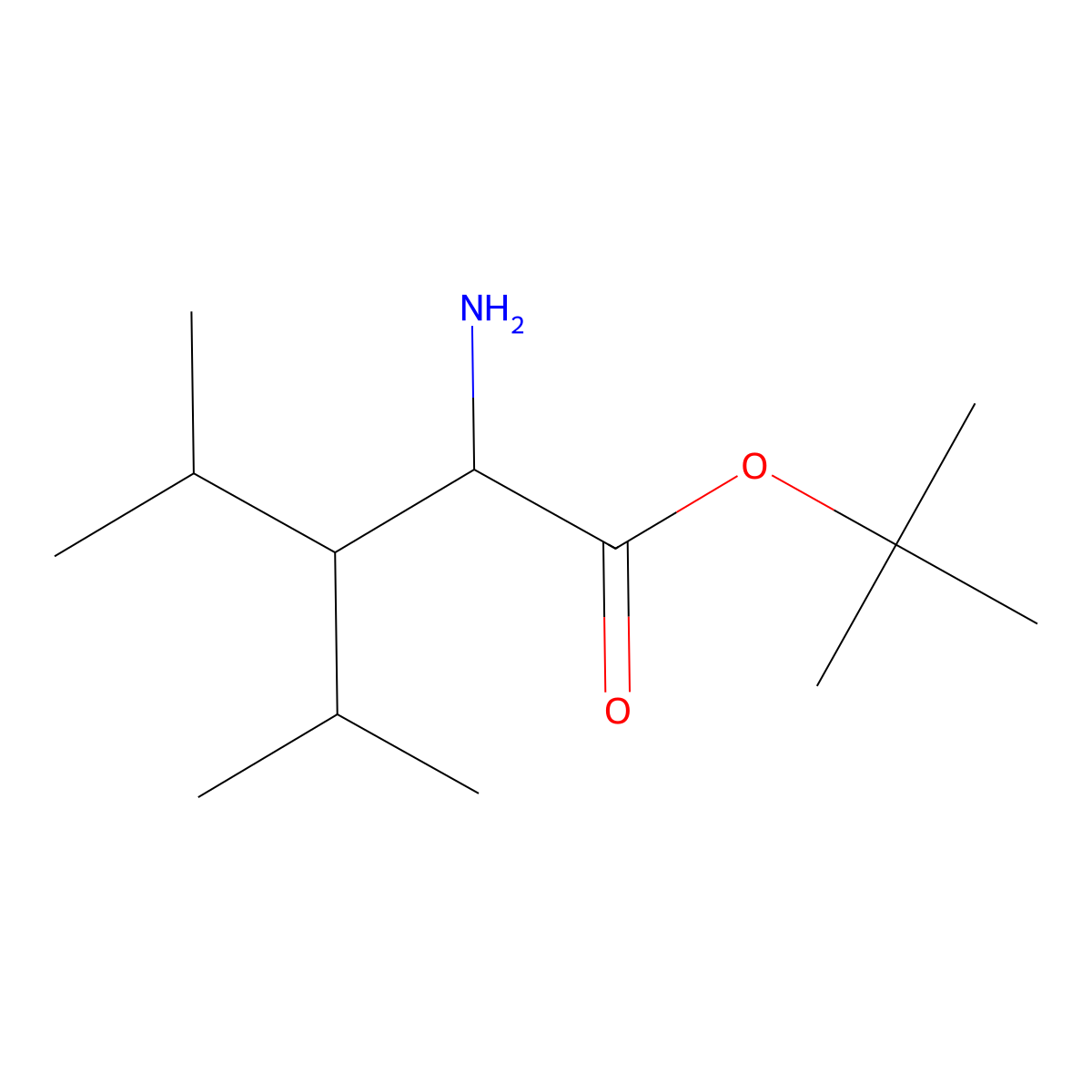Tert-butyl 2-amino-4-methyl-3-(propan-2-yl)pentanoate molecular structure, CAS 2680561-79-7