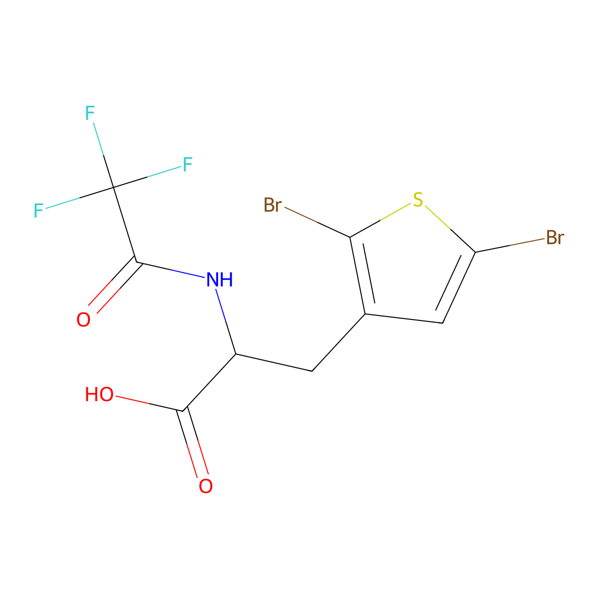 3-(2,5-Dibromothiophen-3-yl)-2-(2,2,2-trifluoroacetamido)propanoic acid molecular structure, CAS 2680561-84-4