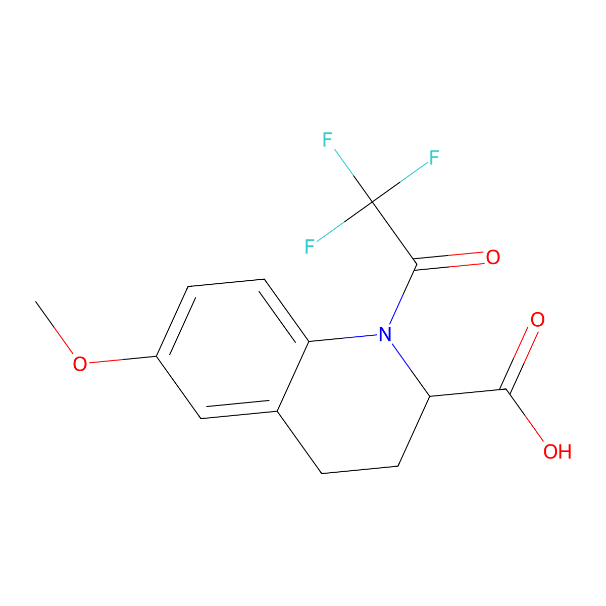 6-Methoxy-1-(2,2,2-trifluoroacetyl)-1,2,3,4-tetrahydroquinoline-2-carboxylic acid molecular structure, CAS 2680561-85-5