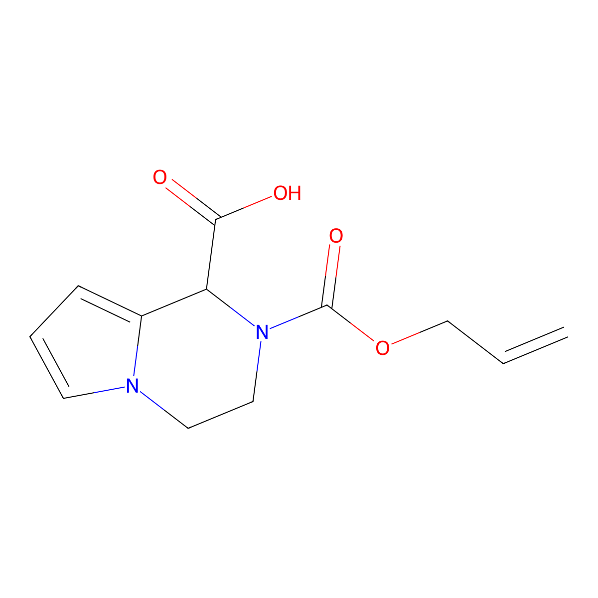 2-[(prop-2-en-1-yloxy)carbonyl]-1H,2H,3H,4H-pyrrolo[1,2-a]pyrazine-1-carboxylic acid molecular structure, CAS 2680561-88-8