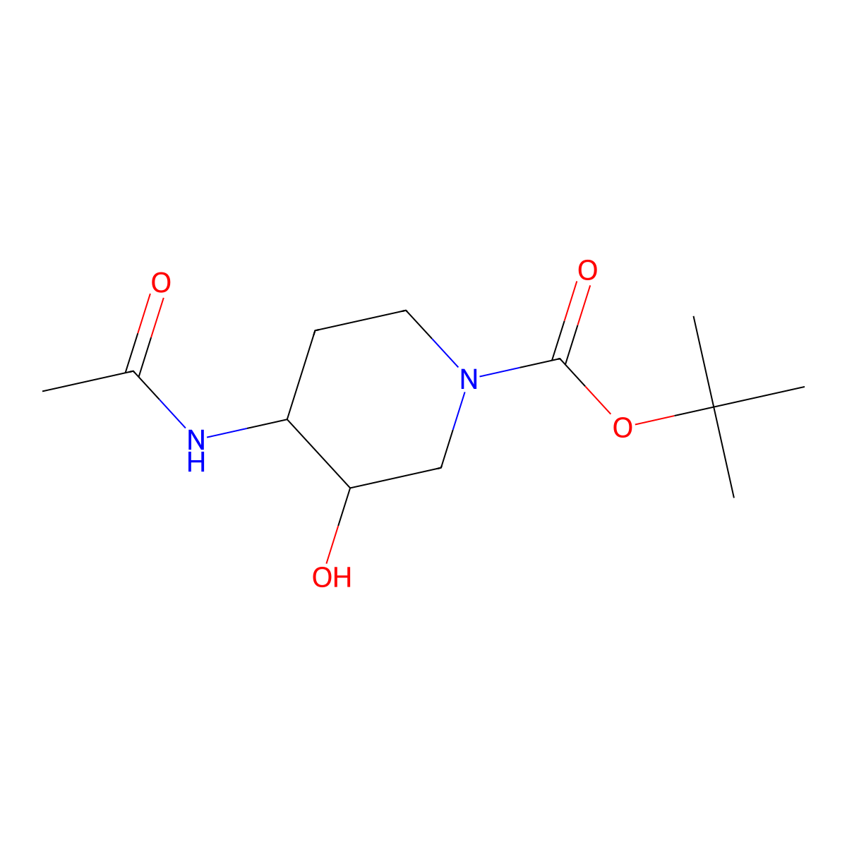 Tert-butyl 4-acetamido-3-hydroxypiperidine-1-carboxylate molecular structure, CAS 2680561-90-2