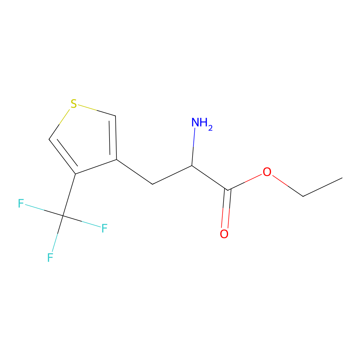 Ethyl 2-amino-3-[4-(trifluoromethyl)thiophen-3-yl]propanoate molecular structure, CAS 2680561-99-1