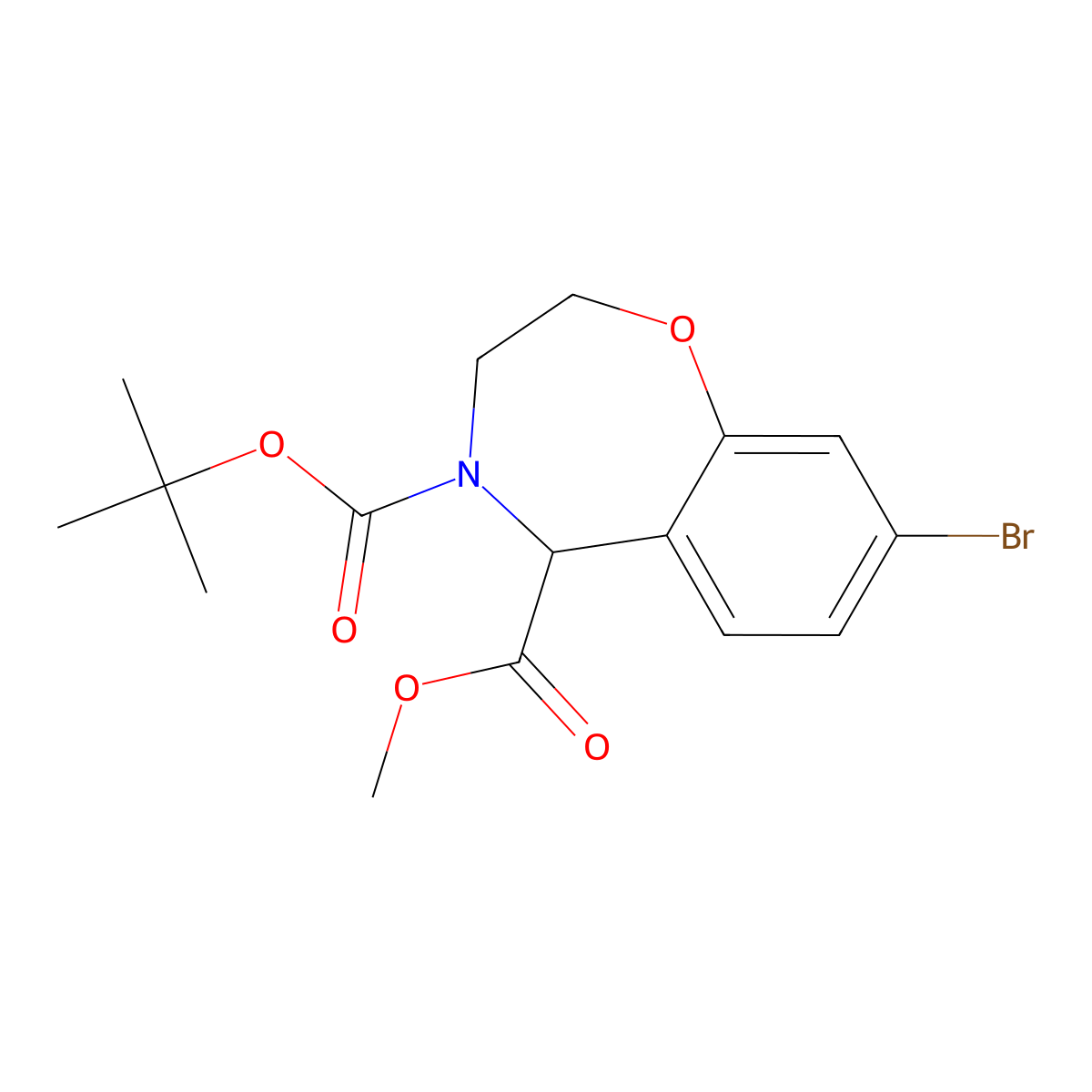 4-Tert-butyl 5-methyl 8-bromo-2,3,4,5-tetrahydro-1,4-benzoxazepine-4,5-dicarboxylate molecular structure, CAS 2680562-02-9