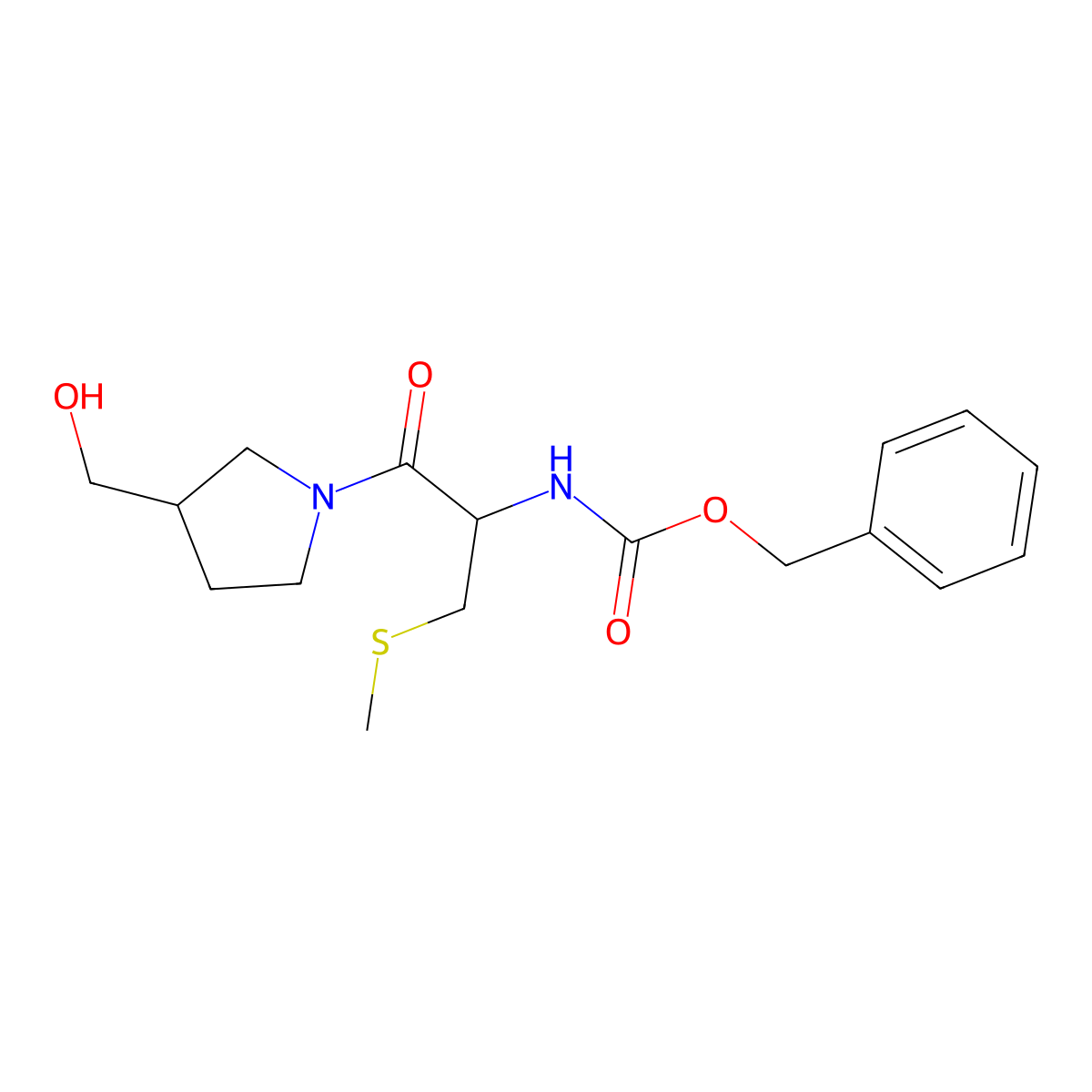benzyl N-{1-[3-(hydroxymethyl)pyrrolidin-1-yl]-3-(methylsulfanyl)-1-oxopropan-2-yl}carbamate molecular structure, CAS 2680562-06-3