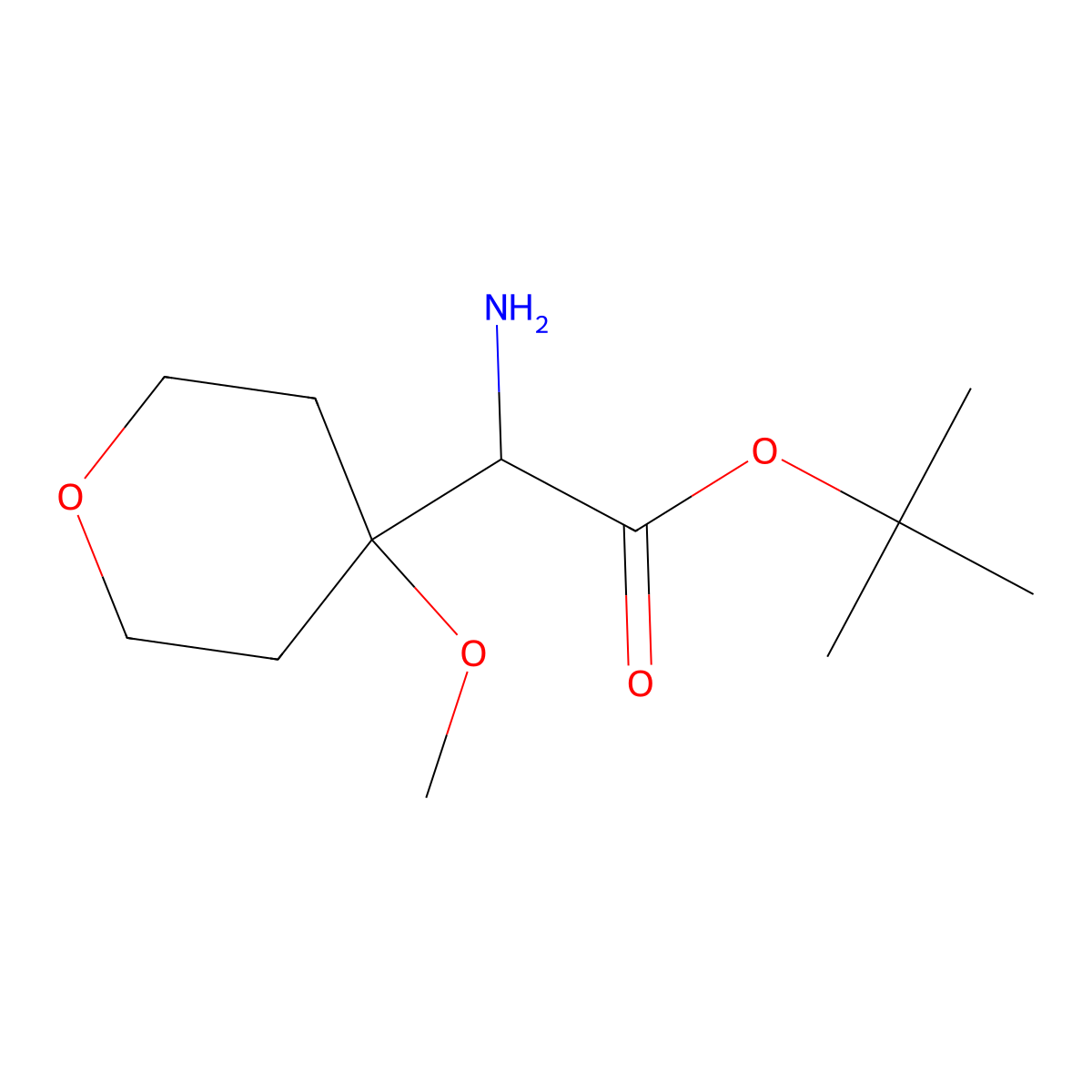 Tert-butyl 2-amino-2-(4-methoxyoxan-4-yl)acetate molecular structure, CAS 2680562-07-4