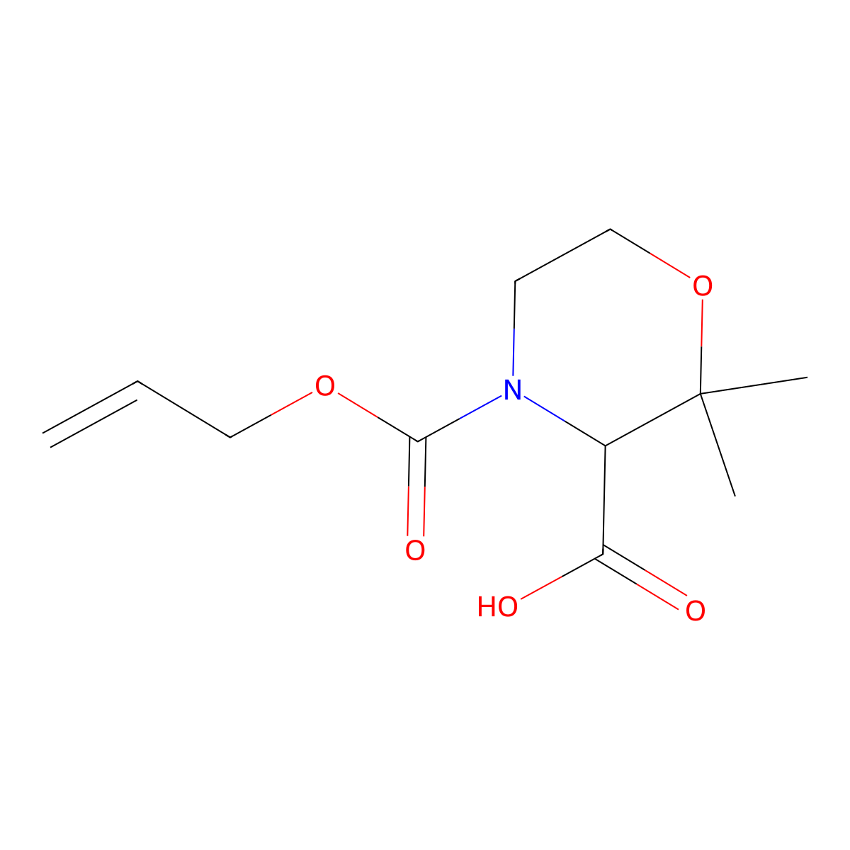 2,2-Dimethyl-4-[(prop-2-en-1-yloxy)carbonyl]morpholine-3-carboxylic acid molecular structure, CAS 2680562-08-5