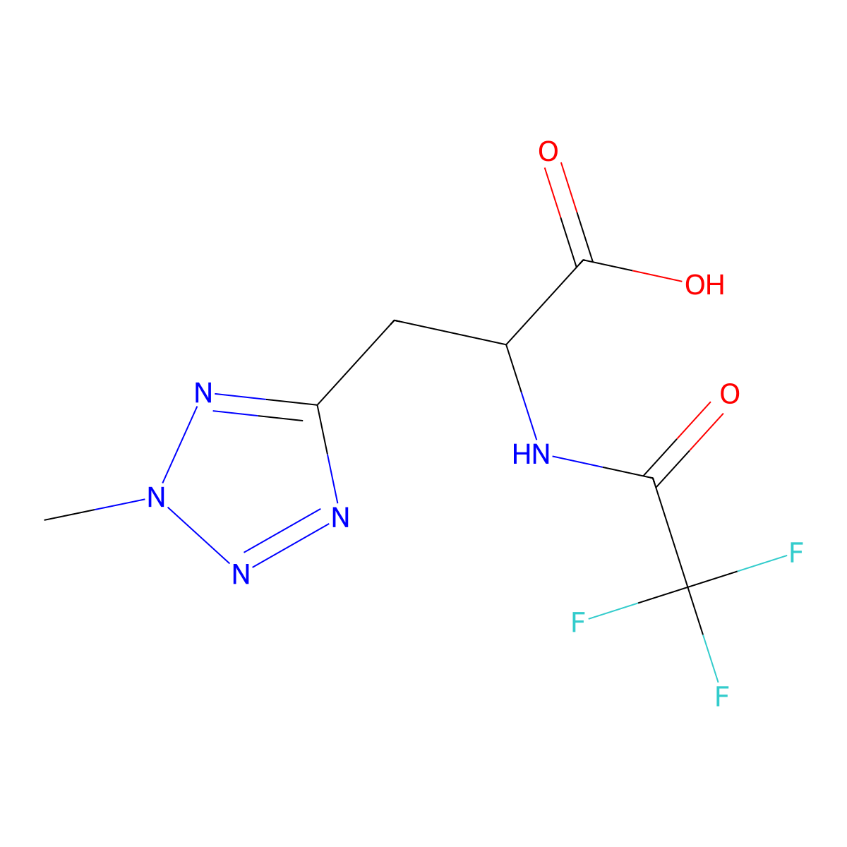 3-(2-methyl-2H-1,2,3,4-tetrazol-5-yl)-2-(2,2,2-trifluoroacetamido)propanoic acid molecular structure, CAS 2680562-09-6