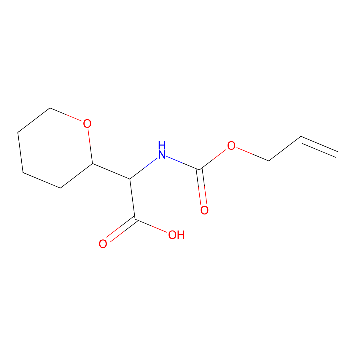 2-(Oxan-2-yl)-2-{[(prop-2-en-1-yloxy)carbonyl]amino}acetic acid molecular structure, CAS 2680562-12-1