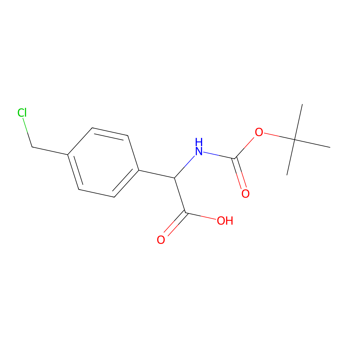 2-{[(Tert-butoxy)carbonyl]amino}-2-[4-(chloromethyl)phenyl]acetic acid molecular structure, CAS 2680562-13-2
