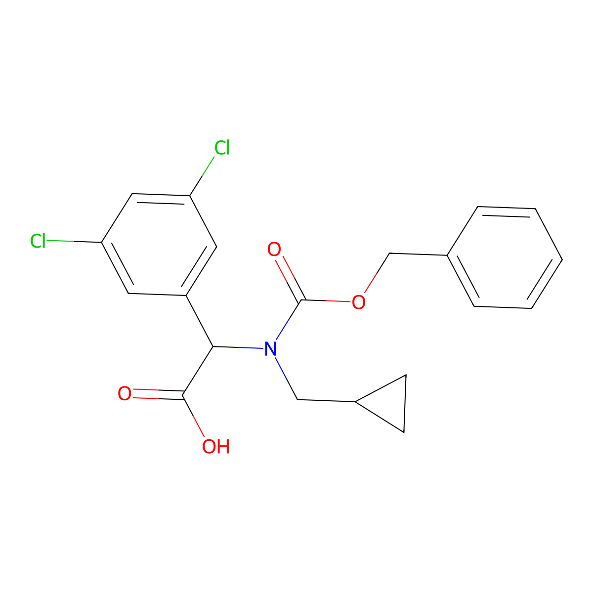 2-{[(Benzyloxy)carbonyl](cyclopropylmethyl)amino}-2-(3,5-dichlorophenyl)acetic acid molecular structure, CAS 2680562-18-7