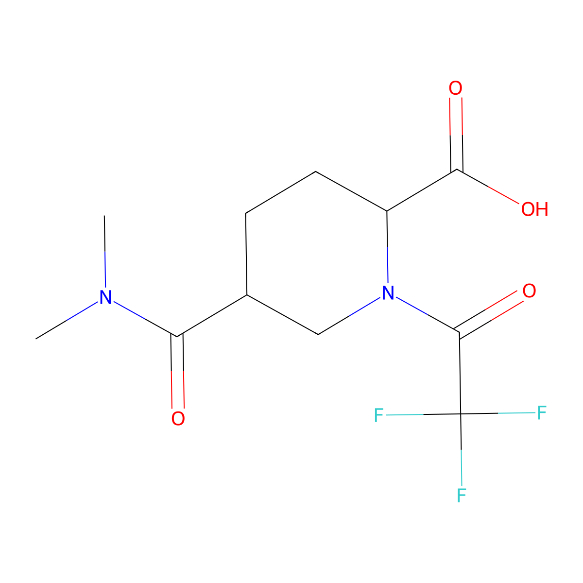 5-(Dimethylcarbamoyl)-1-(2,2,2-trifluoroacetyl)piperidine-2-carboxylic acid molecular structure, CAS 2680562-19-8