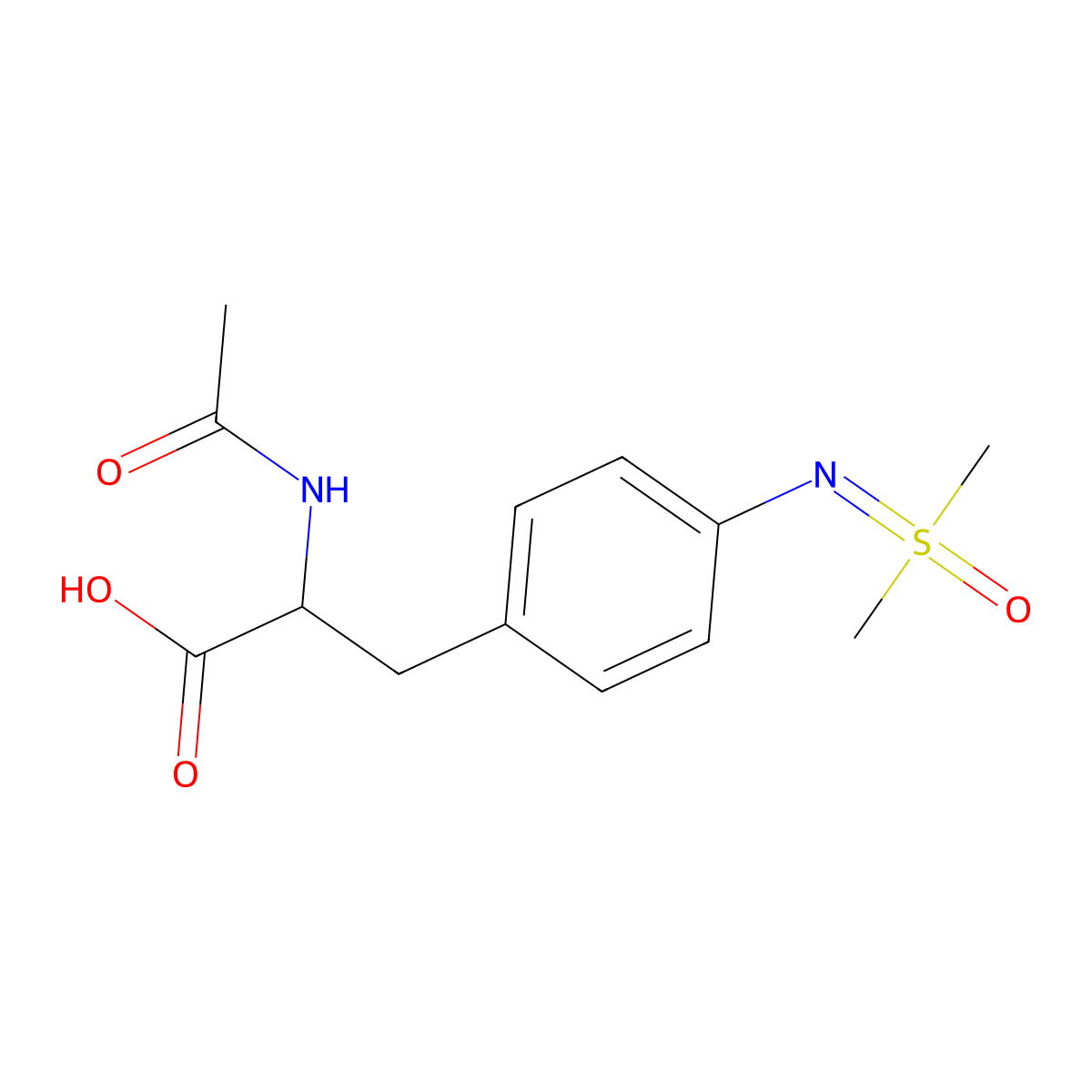 3-(4-{[Dimethyl(oxo)-lambda6-sulfanylidene]amino}phenyl)-2-acetamidopropanoic acid molecular structure, CAS 2680562-28-9