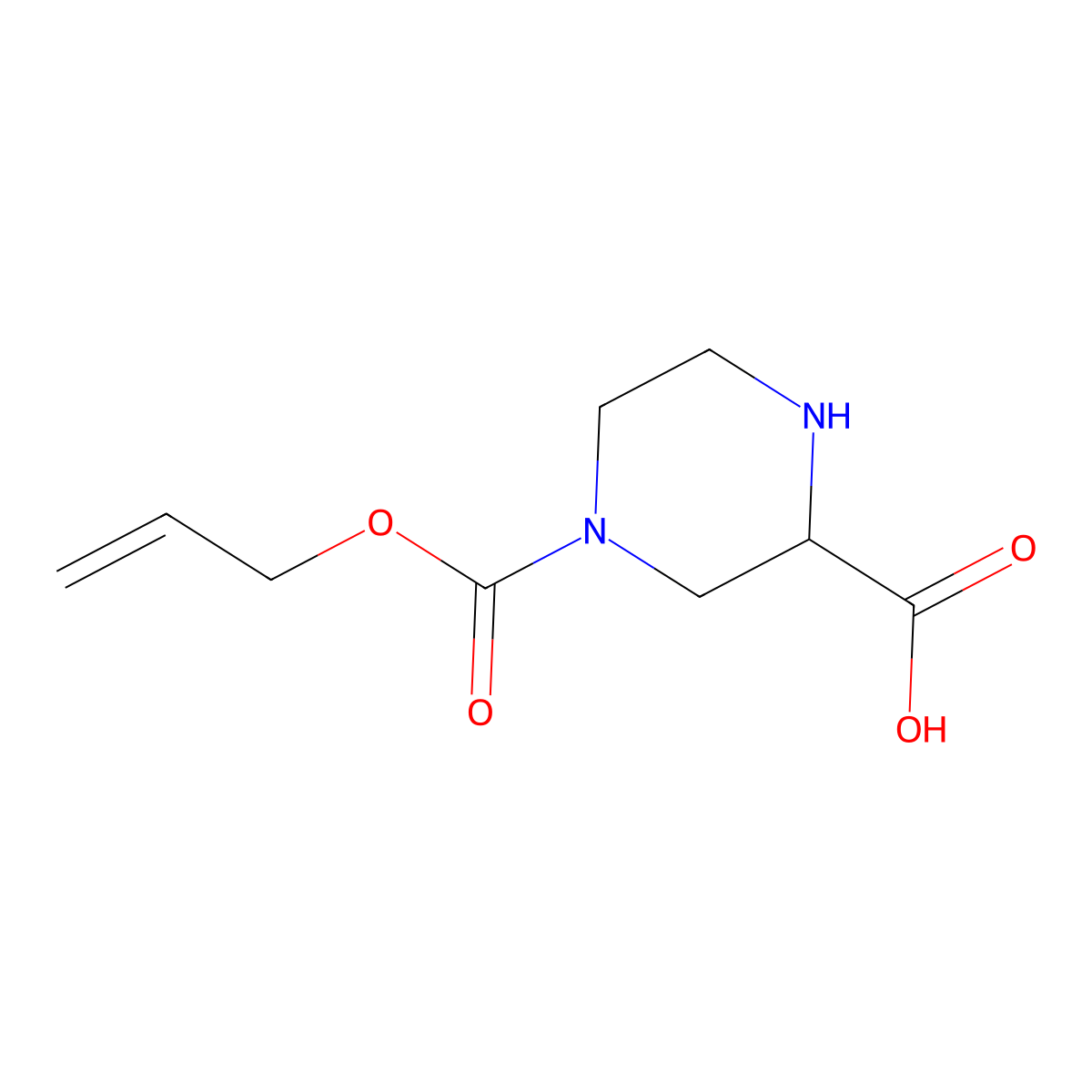 4-[(Prop-2-en-1-yloxy)carbonyl]piperazine-2-carboxylic acid molecular structure, CAS 2680571-30-4